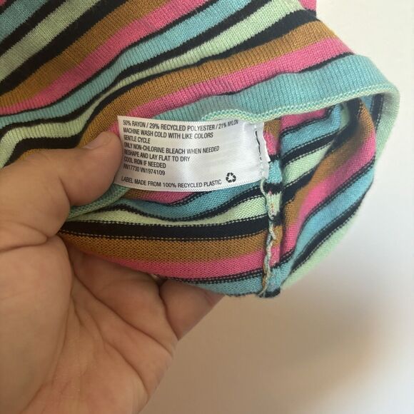 Women's Cropped Jacquard Polo Sweater Tank Top - Wild Fable Striped L - Picture 4 of 5